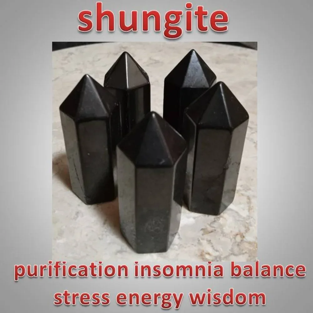 One SHUNGITE rock stone crystal TOWER purification : CHAKRA : insomnia